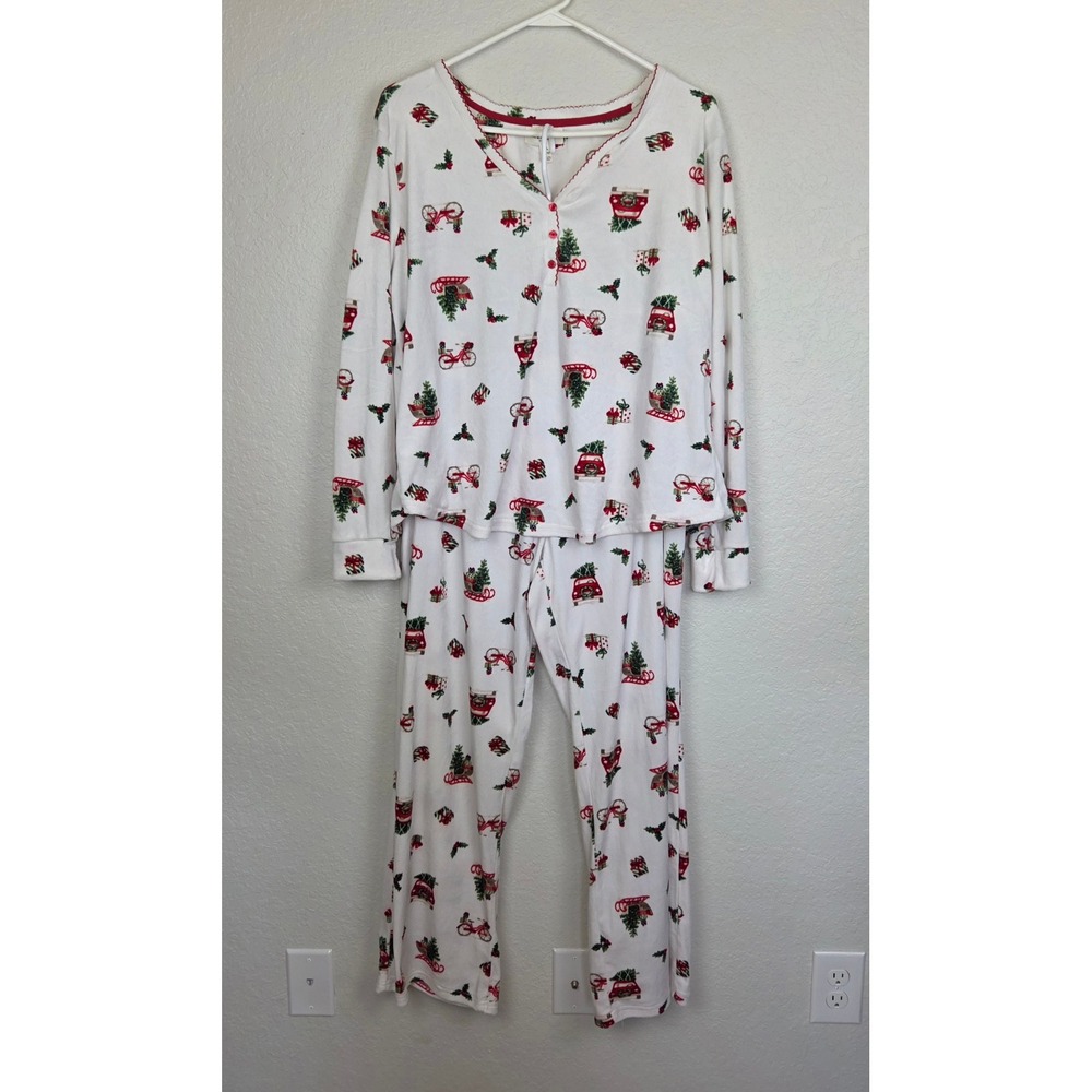 Laura Ashley Women's Christmas Holiday Sleepwear 2 Piece Pajama Set XL